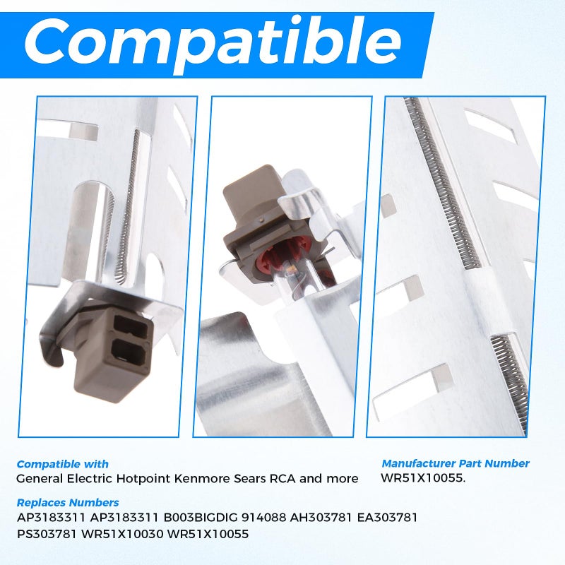 DRELD WR51X10055 Defrost Heater, Replaces AP3183311 914088 AH303781 EA303781, Replacement for GE, Kenmore GSH25JSXNSS TFX25PPBGWW GSH25ISXBSS GSHS6HGDBCSS GSH25JSDBSS GSH25JSXBSS GSL25JFPABS GSL25JFTABS - Image 3